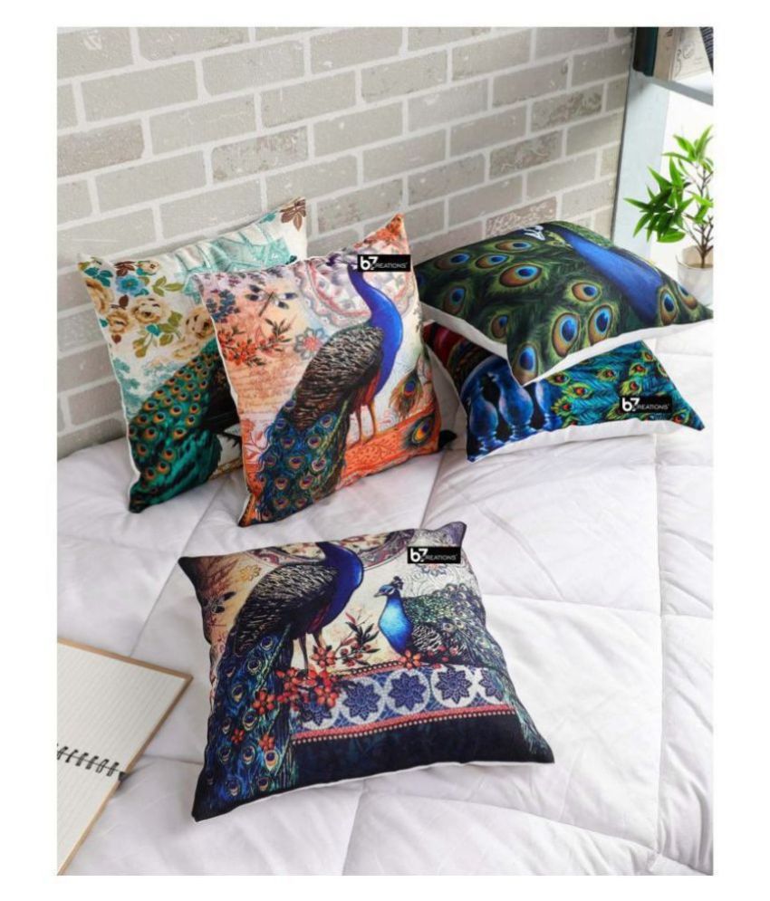     			B7 CREATIONS Set of 5 Polyester Cushion Covers 40X40 cm (16X16)