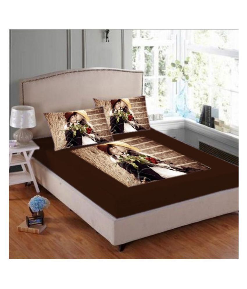 Laying Style Velvet King Size Bed Sheet With 2 Pillow Covers ( 263 cm x