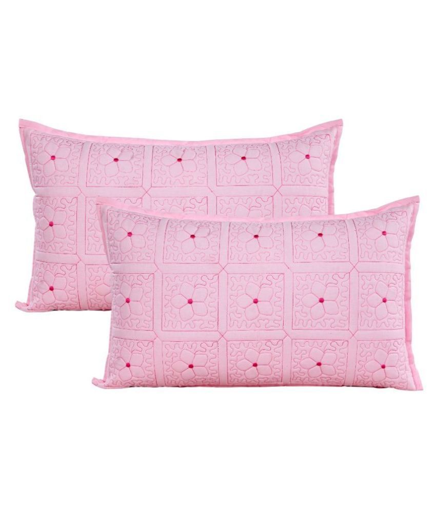     			MAHALUXMI COLLECTION Pack of 2 Pink Pillow Cover