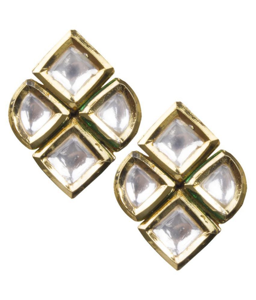     			Piah Fashion Charming Square kundan Brass studs Earring \n for women & Girls \n