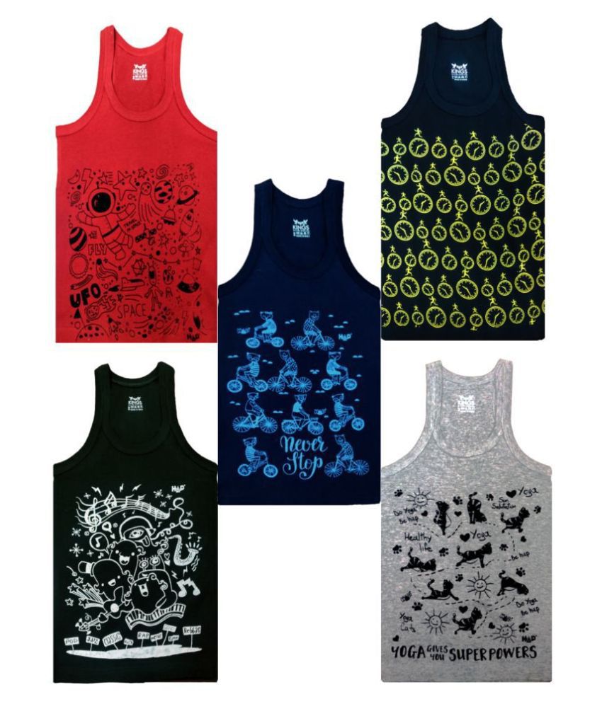     			HAP Multicolored Printed Vest for Boys and Girls / pack of 5 /Innerwear Casual Wear