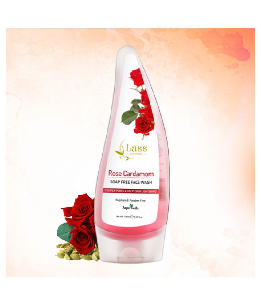 Lass Naturals Rose & Cardamom Face Wash Soap-Free Face Wash, 130ml Face Wash 130 mL