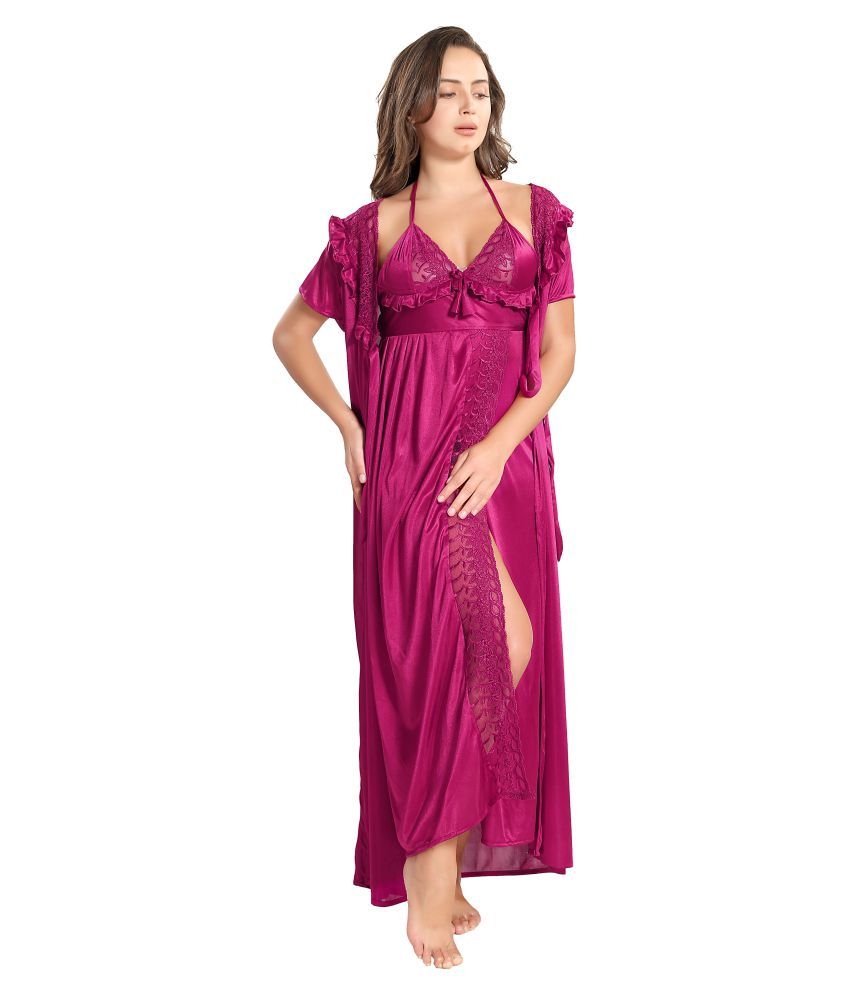     			Reposey Satin Nighty & Night Gowns - Purple