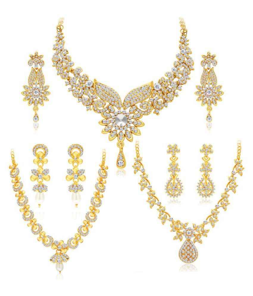     			Sukkhi Alloy Golden Collar Traditional 18kt Gold Plated Necklace set Combo