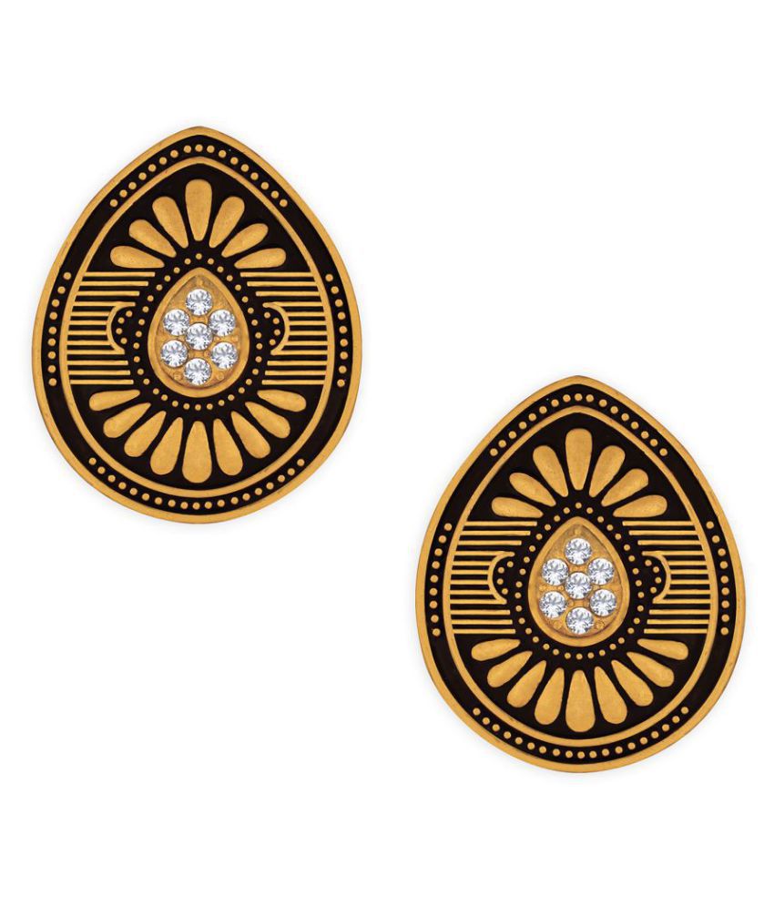     			Spargz Designer Tops Alloy Party Wear Gold Oxidized Plated American Diamond Earring For Women