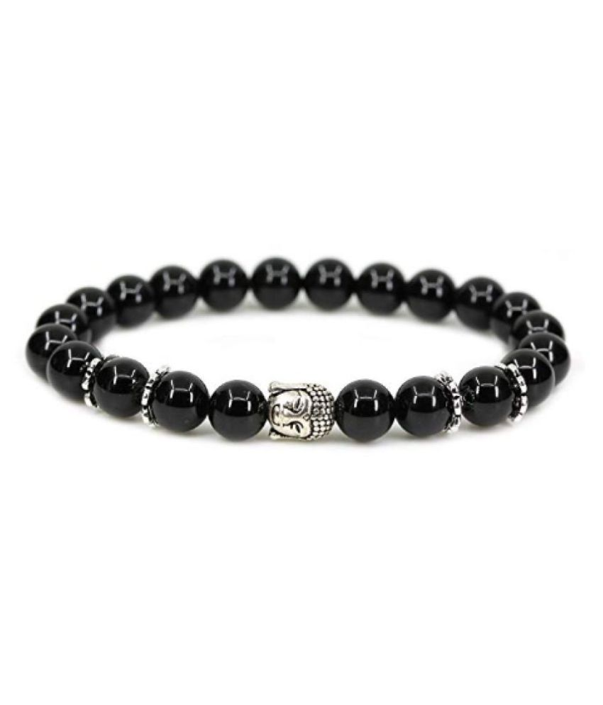     			8mm A Grade Black Tourmaline With Buddha Natural Agate Stone Bracelet