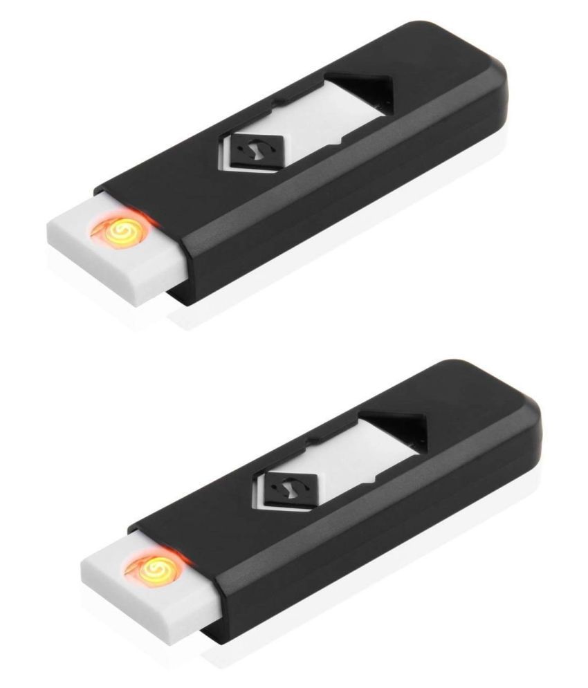EmmEmm Pack of 2 Pcs USB Rechargeable Electronic Flameless Windproof Lighter