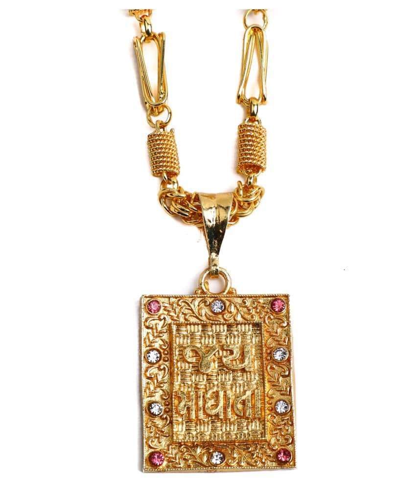 DIPALI Stainless Steel jay madhata Pendant Chain Gold