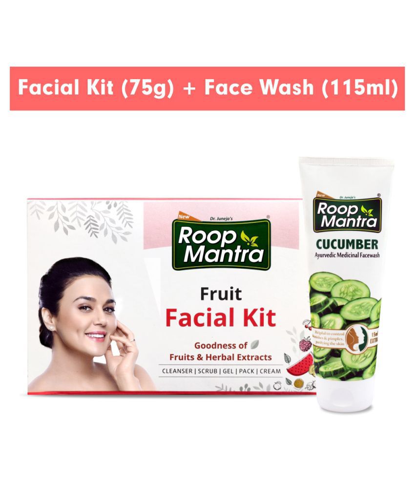     			Roop Mantra Cucumber Face Wash 115ml + Fruit Facial Kit 75 g Pack of 2