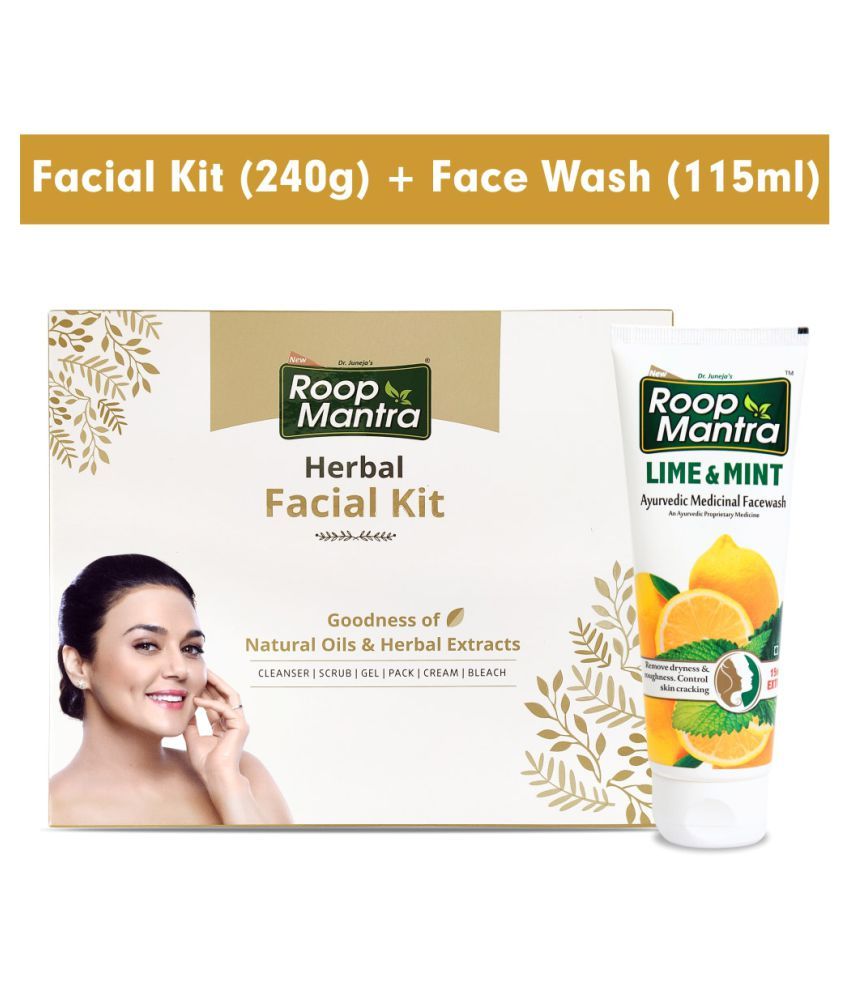 Roop Mantra Lime & Mint Facewash 115ml+Herbal Facial Kit 240 g Pack of 2 Buy Roop Mantra Lime