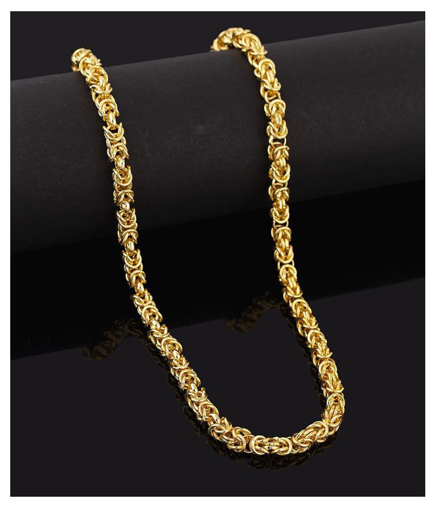     			Happy Stoning Gold Plated Unique Designer Link Brass Chain for Men