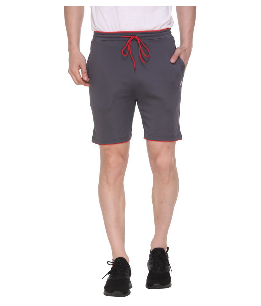 TEAM8 Grey Polyester Walking Shorts Single