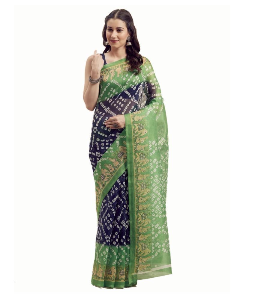     			Veer International Green,Blue Art Silk Saree