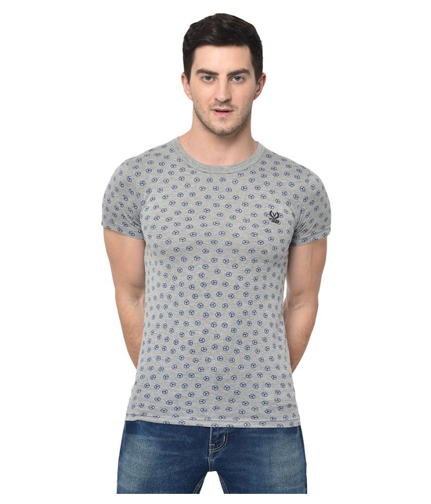     			Vimal Jonney Cotton Blend Grey Printed T-Shirt