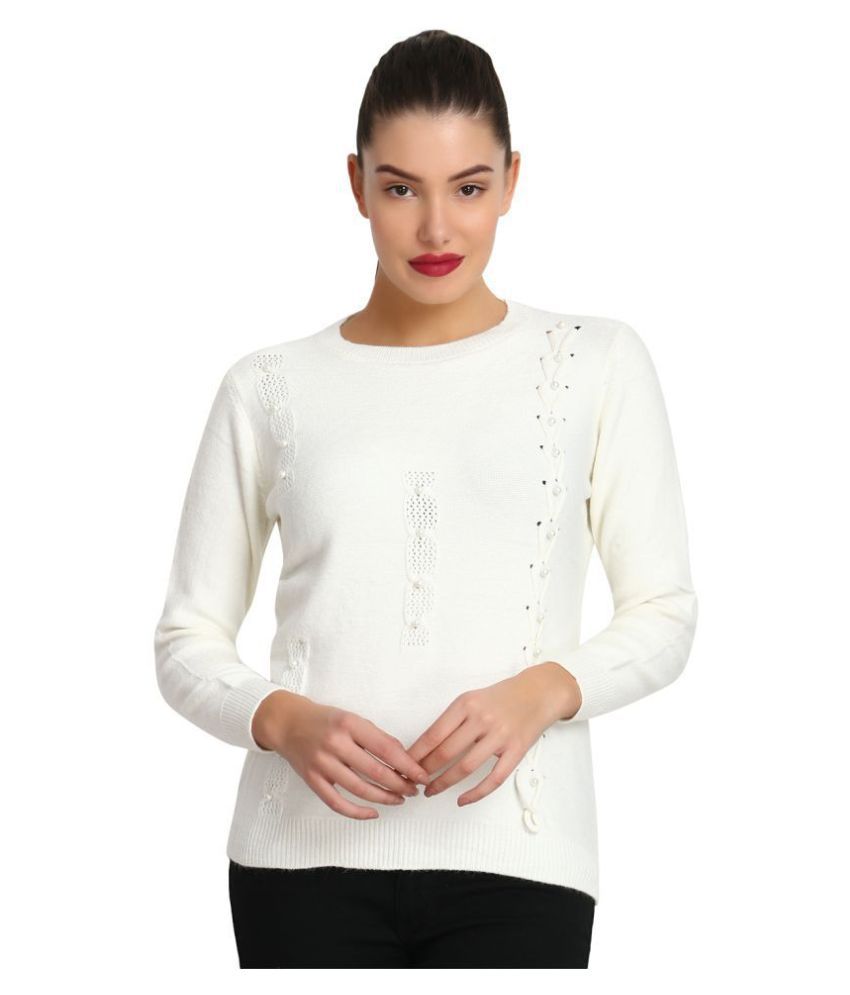 Buy BuyNewTrend Pure Wool White Pullovers Online at Best Prices in ...