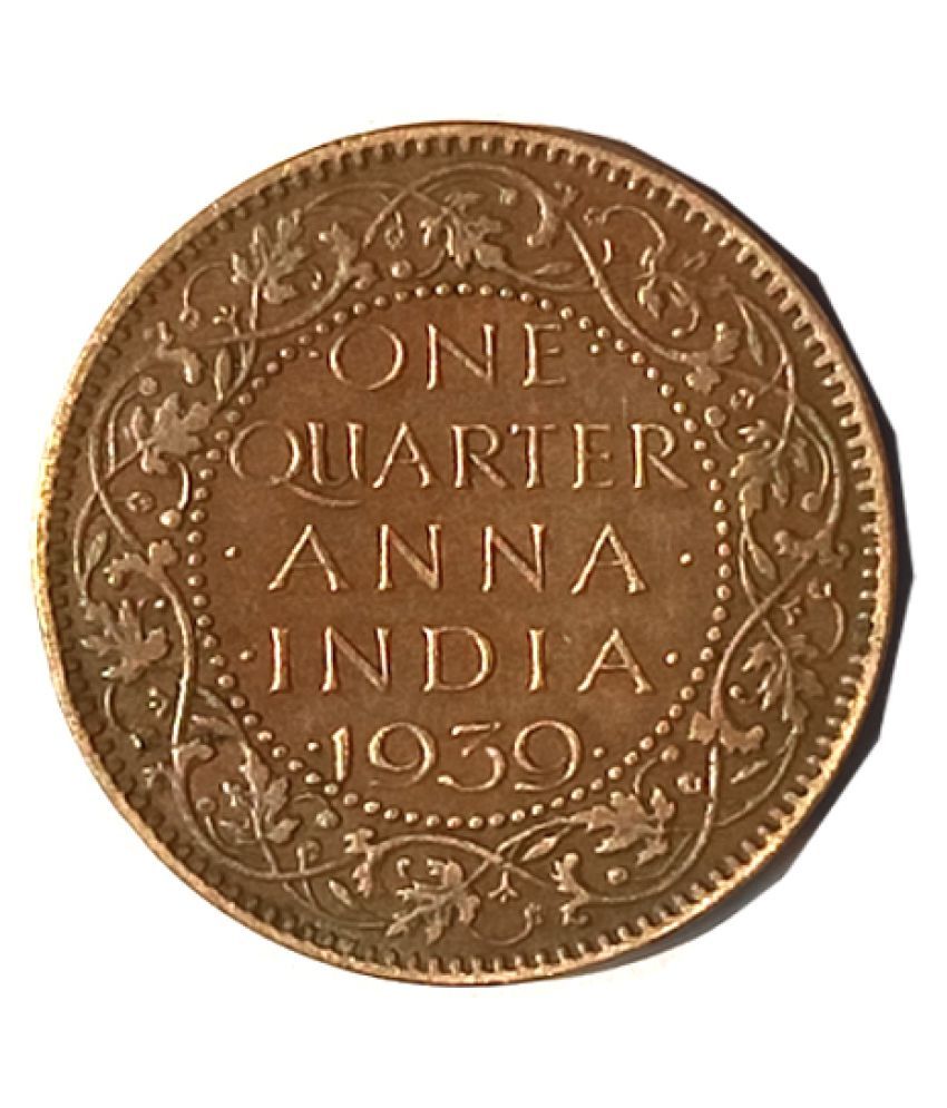 OLD RARE ONE QUARTER ANNA YEAR 1939 VI KING EMPEROR Buy OLD