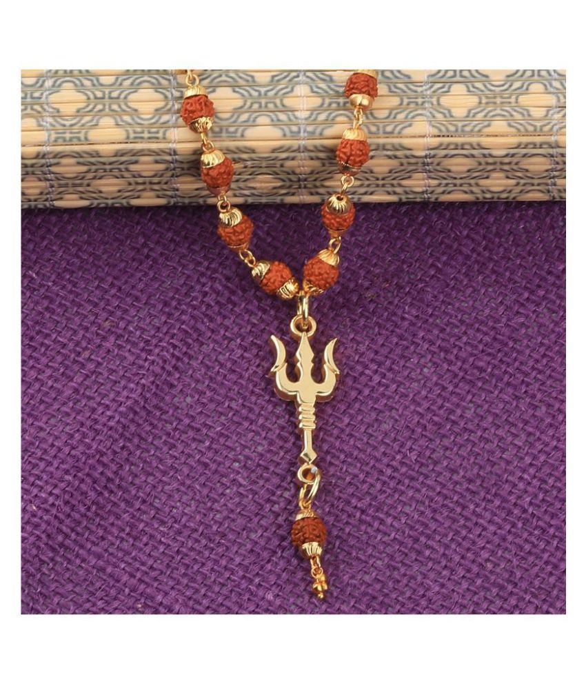     			SILVER SHINE Loard Shiva Trishul Locket with Rudraksha Mala Necklace for Men and Women
