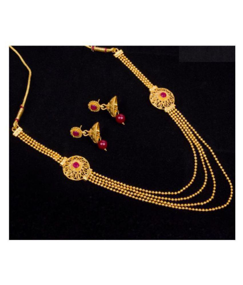     			Piah Alloy Golden Traditional Necklaces Set Long Haram