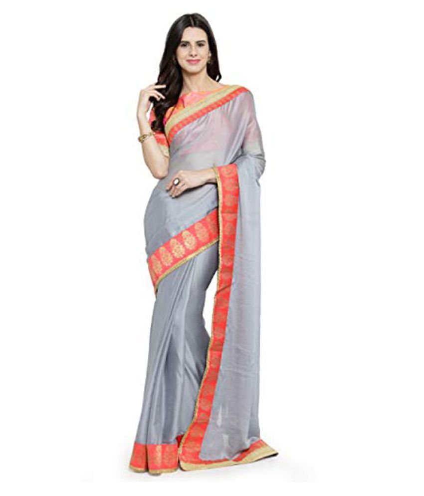     			Shaily Retails Grey Chiffon Saree