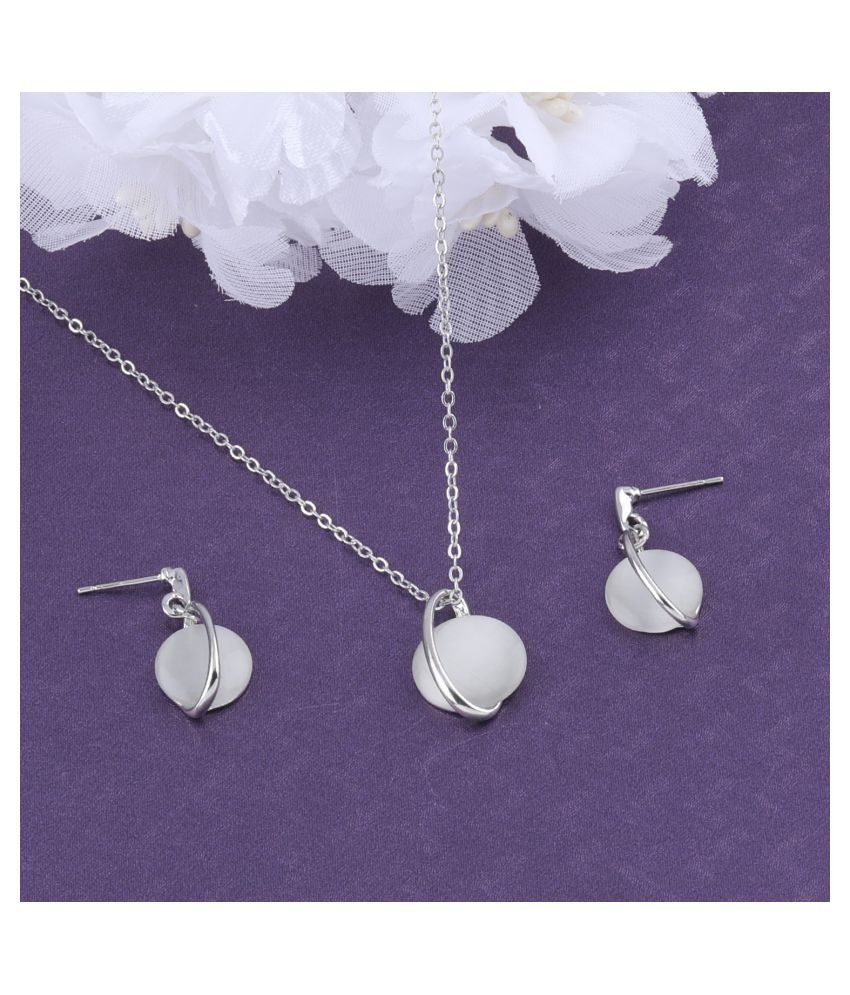     			SILVER SHINE Stylish Delicate Silver Plated  Pendant Set For Women Girl