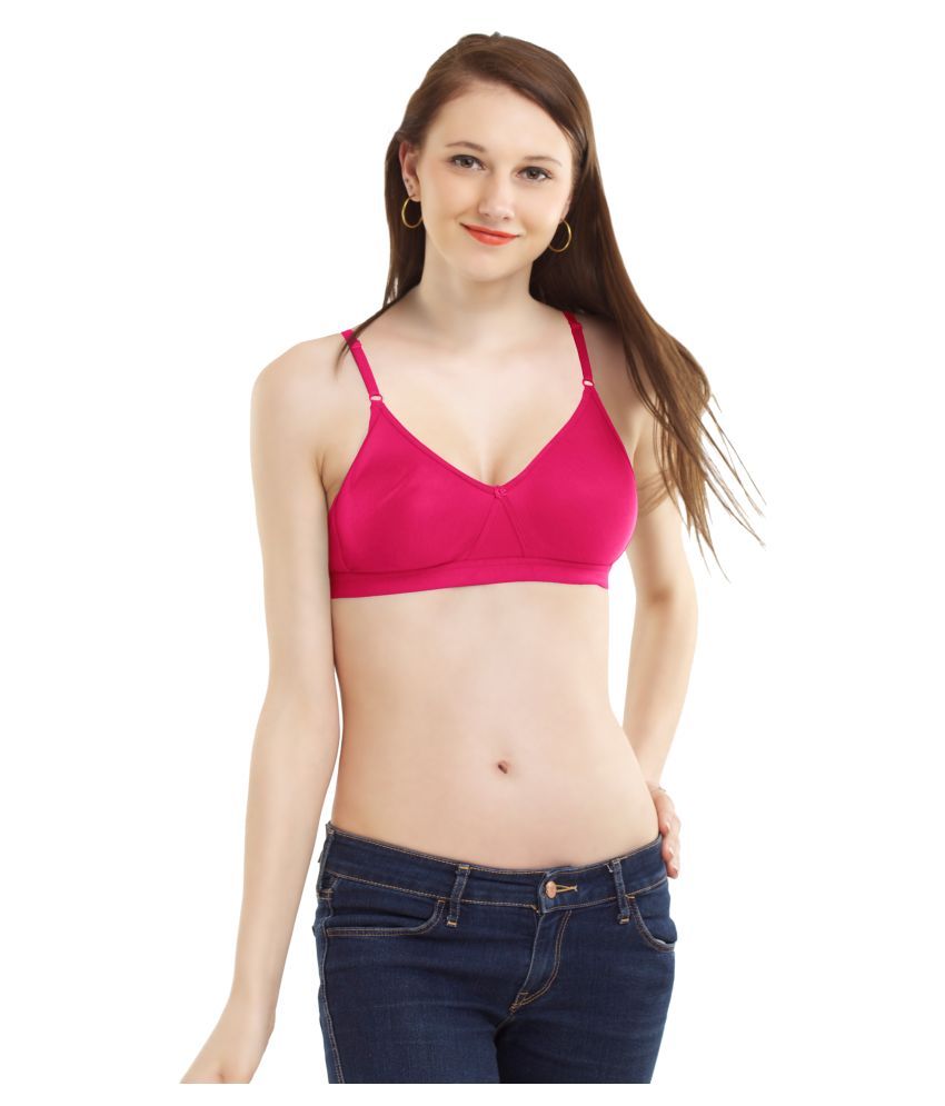     			Madam Pack of 1 Cotton Non Padded Women's T-Shirt Bra ( Pink )