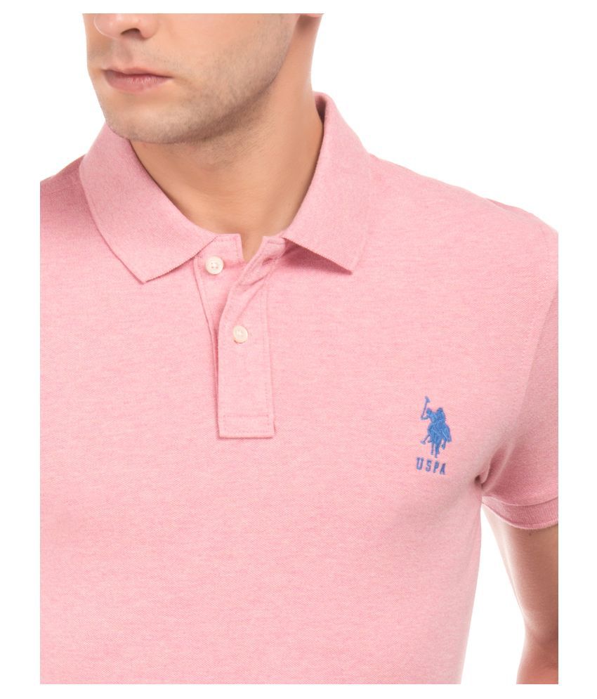 U.S. Polo Assn. Cotton Blend Pink Plain Polo T Shirt - Buy U.S. Polo ...
