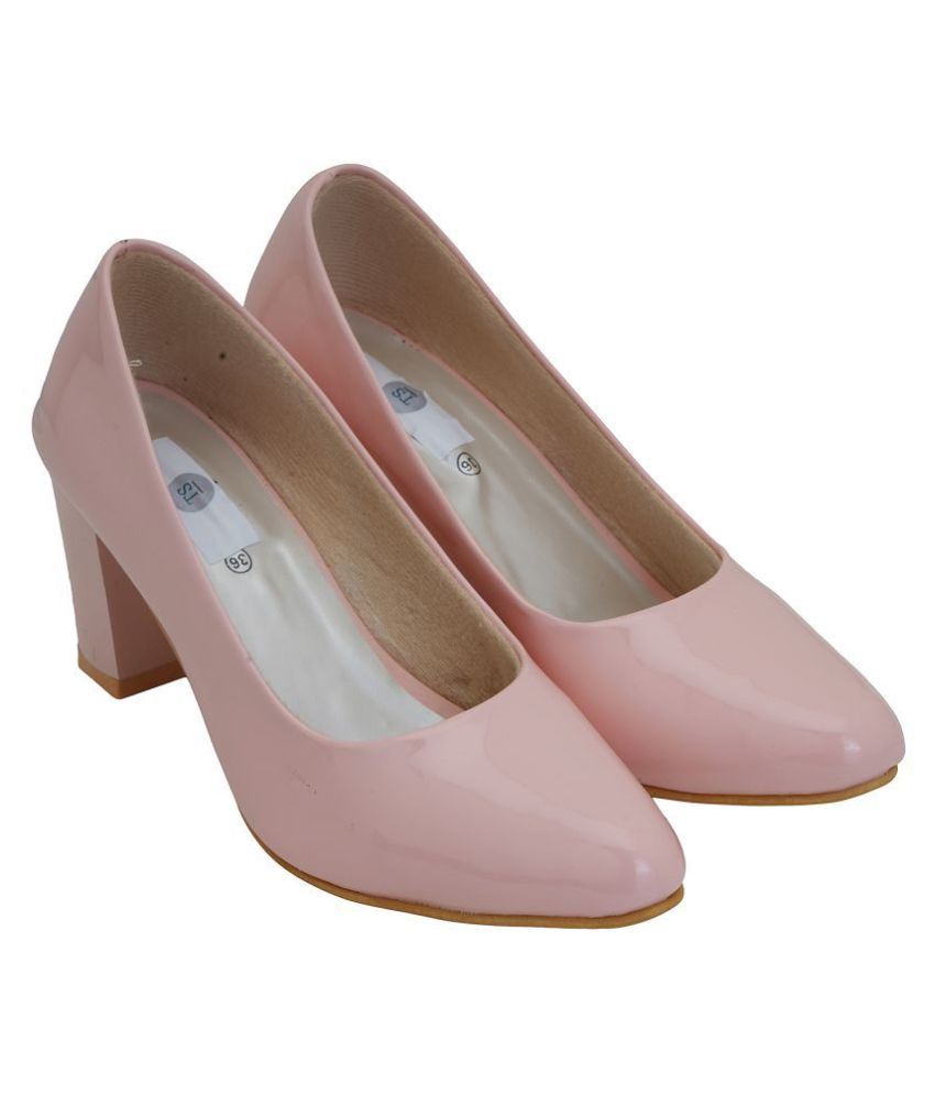 pink pointed block heels