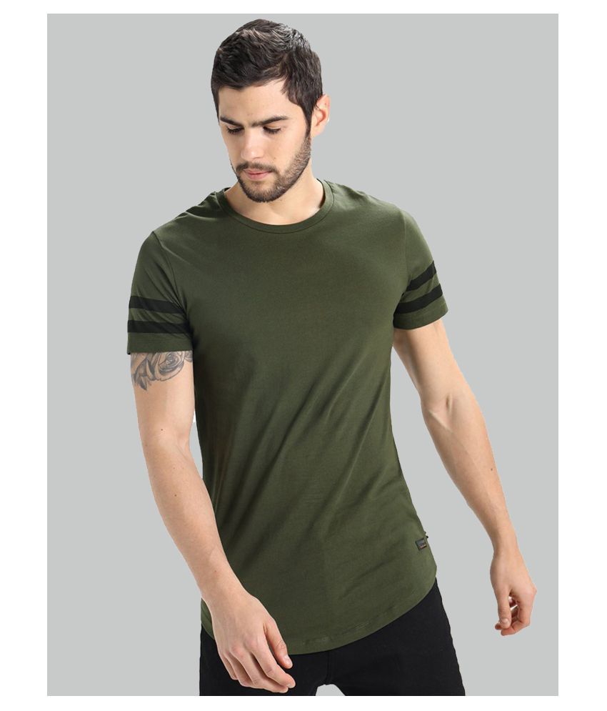     			Trends Tower 100 Percent Cotton Green Solids Regular Fit T-Shirt