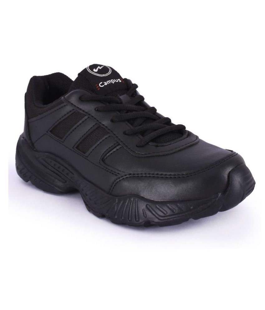 Campus BINGO-151N Black Boys School Shoes