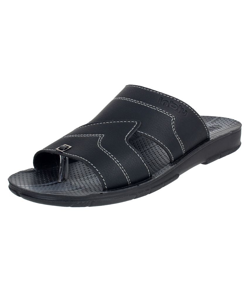     			Inblu Black Synthetic Leather Sandals