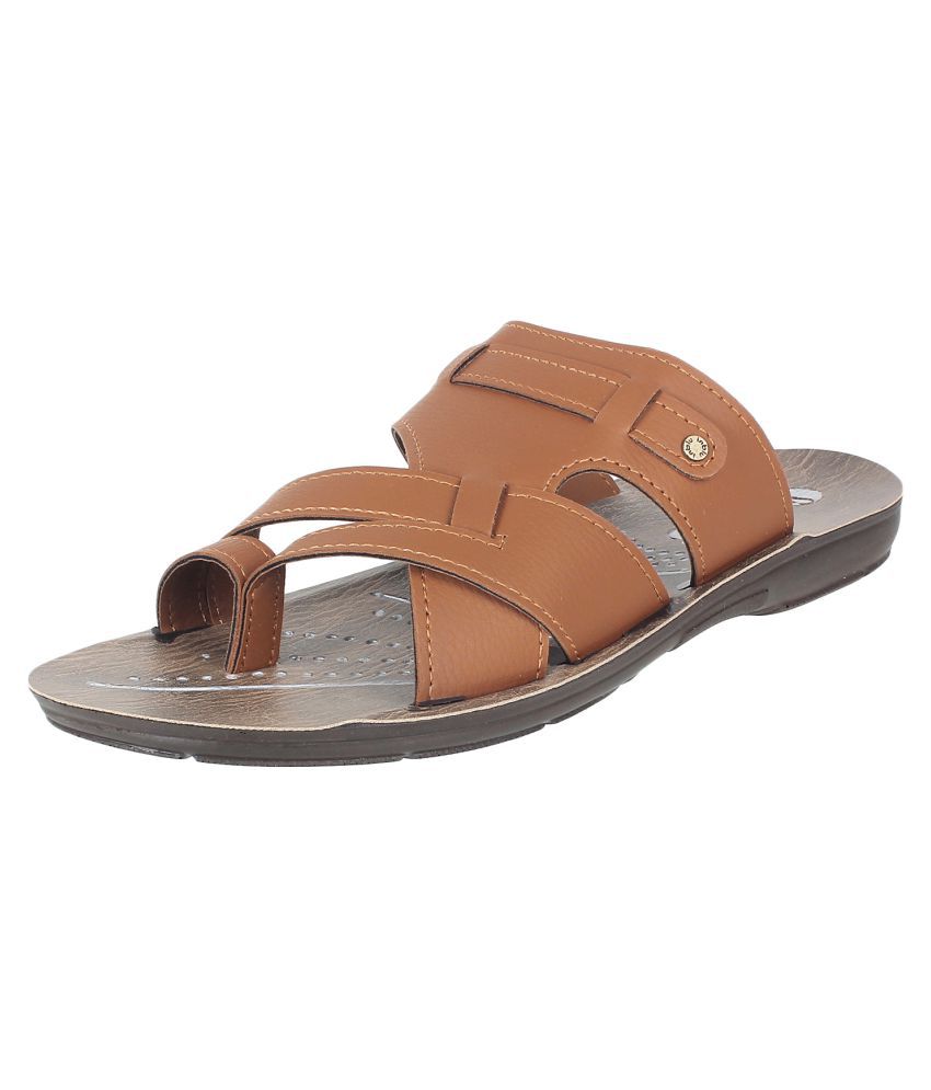     			Inblu Tan Synthetic Leather Slippers