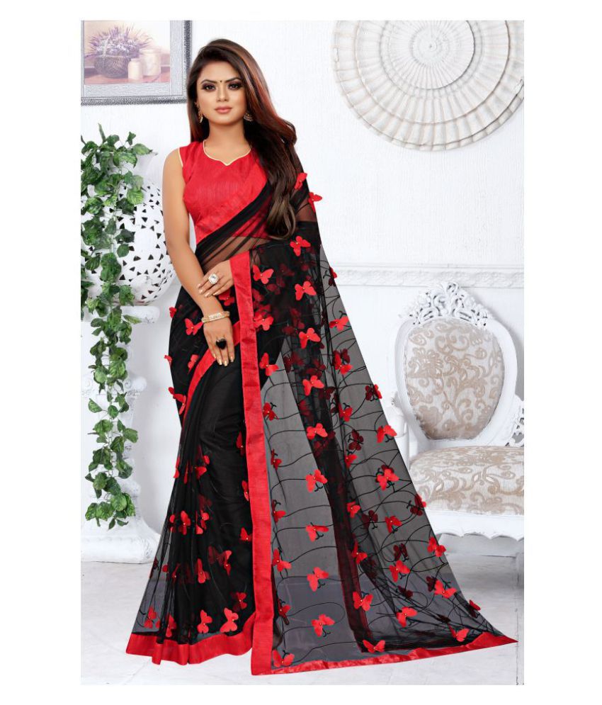 Download Gazal Fashions Black Red Net Saree Buy Gazal Fashions Black Red Net Saree Online At Low Price Snapdeal Com