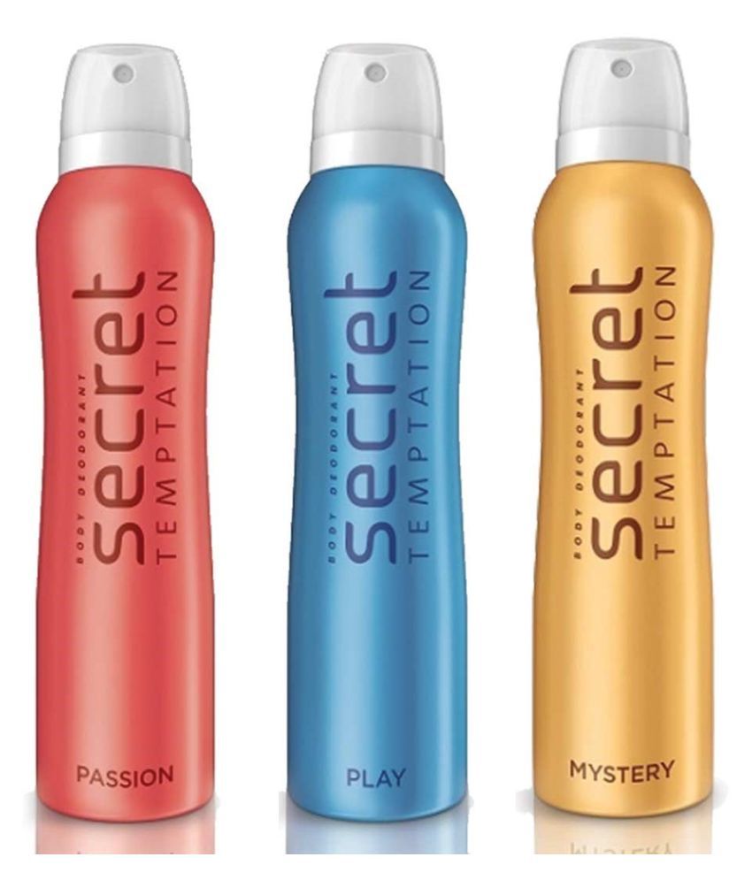     			Secret Temptation Mystery, Play and Passion Deodorant for Women 150 ml (Pack of 3) Total 450ml