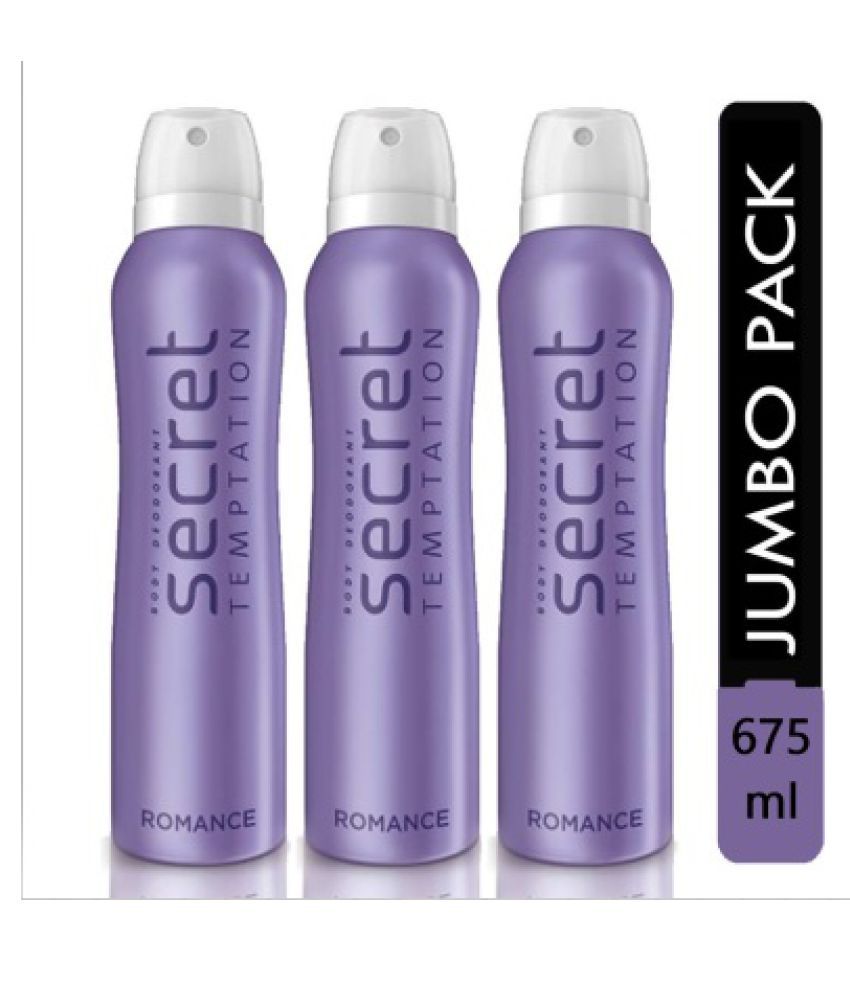     			Secret Temptation Romance Deodorant for Women 225 ml (Pack of 3) Total 675ml