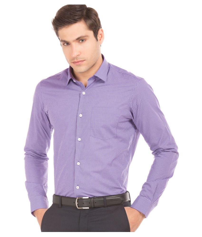 Arrow Cotton Blend Purple Checks Formal Shirt - Buy Arrow Cotton Blend ...