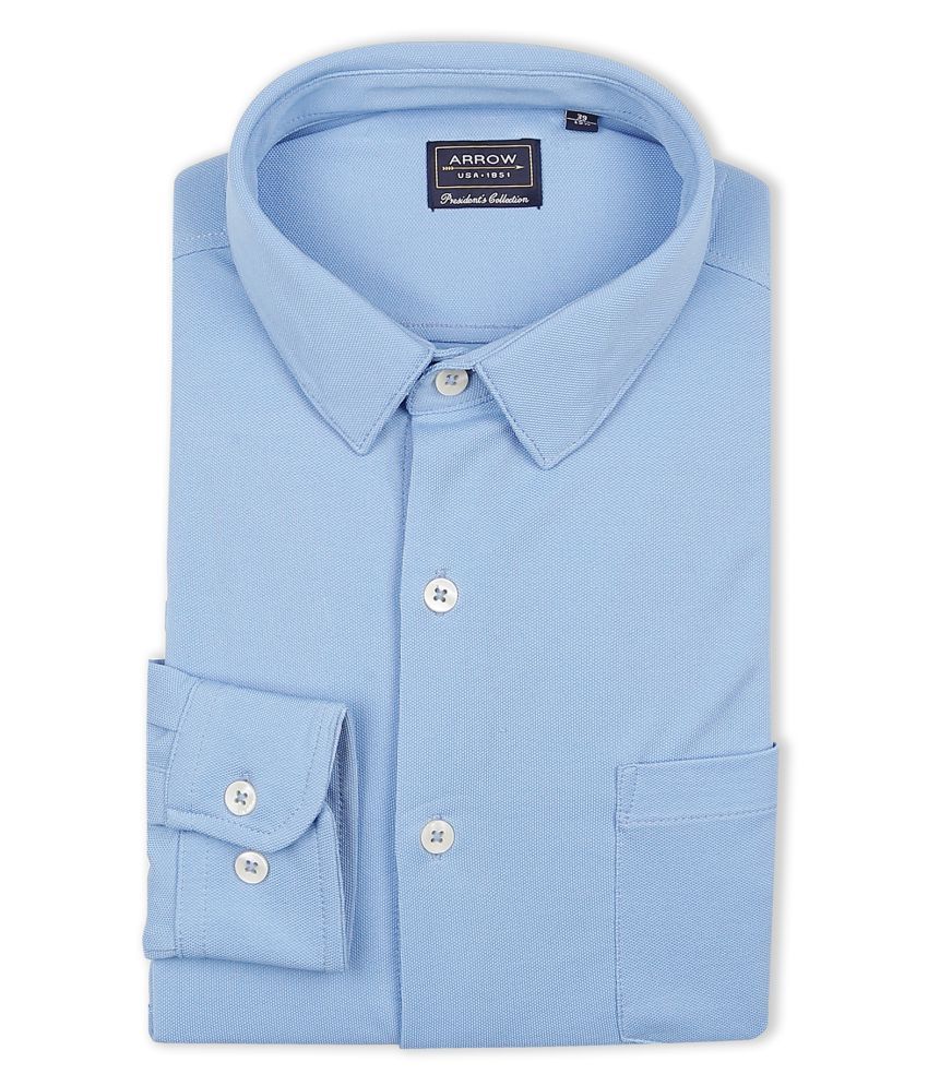 Arrow Polyester Blue Solids Formal Shirt - Buy Arrow Polyester Blue ...