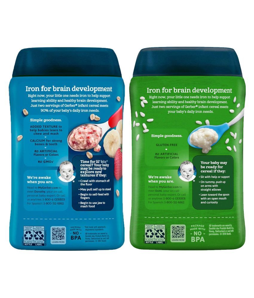 Gerber Oat Banana Strawberry,Organic Rice Infant Cereal for 12 Months