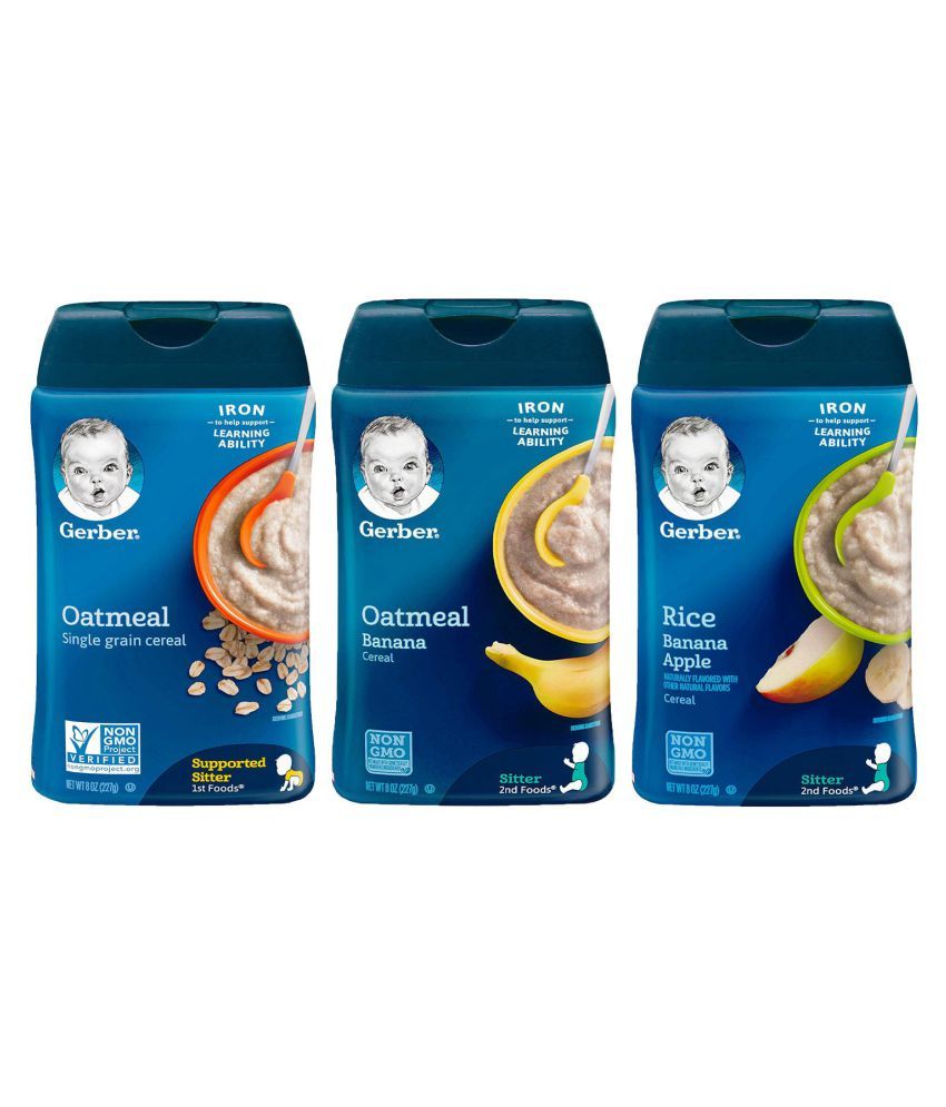 Gerber Rice & Banana Apple,Oatmeal & Banana Infant Cereal for Under 6