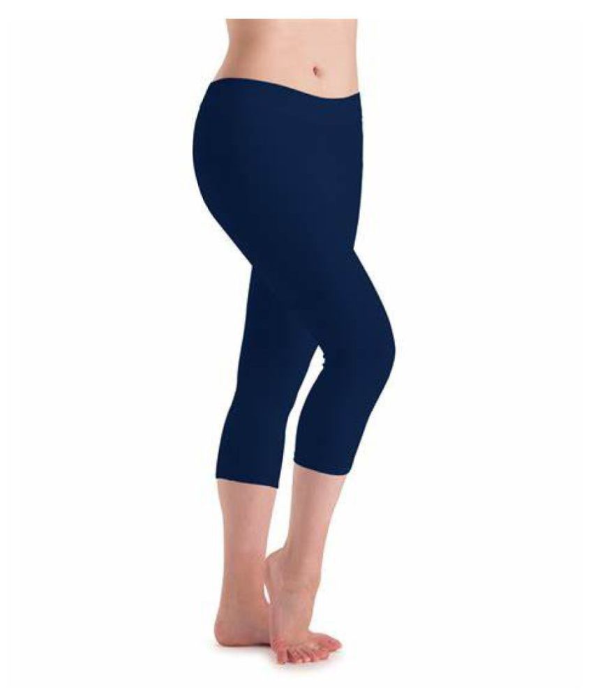 Women's Cotton Spandex Crop Leggings Navy Blue Size X-SMALL - Buy Women ...