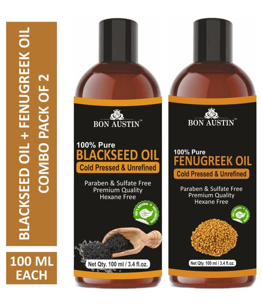     			Bon Austin Premium Blackseed Oil & Fenugreek Oil - Cold Pressed & Unrefined Combo pack of 2 bottles of 100 ml(200 ml)