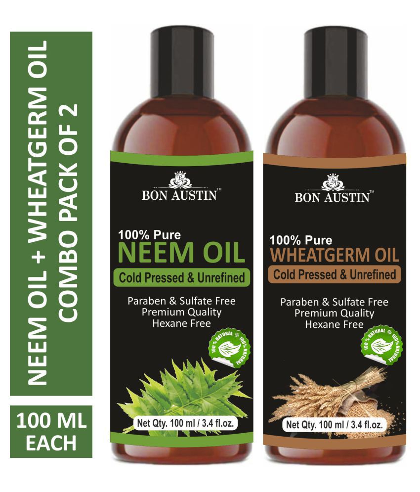     			Bon Austin Premium Neem Oil & Wheatgerm Oil - Cold Pressed & Unrefined Combo pack of 2 bottles of 100 ml(200 ml)