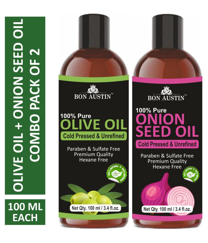     			Bon Austin Premium Olive Oil & Onion Seed Oil  - Cold Pressed & Unrefined Combo pack of 2 bottles of 100 ml(200 ml)