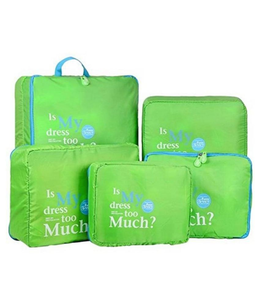     			House Of Quirk Green 5 Pieces Travel Organizer