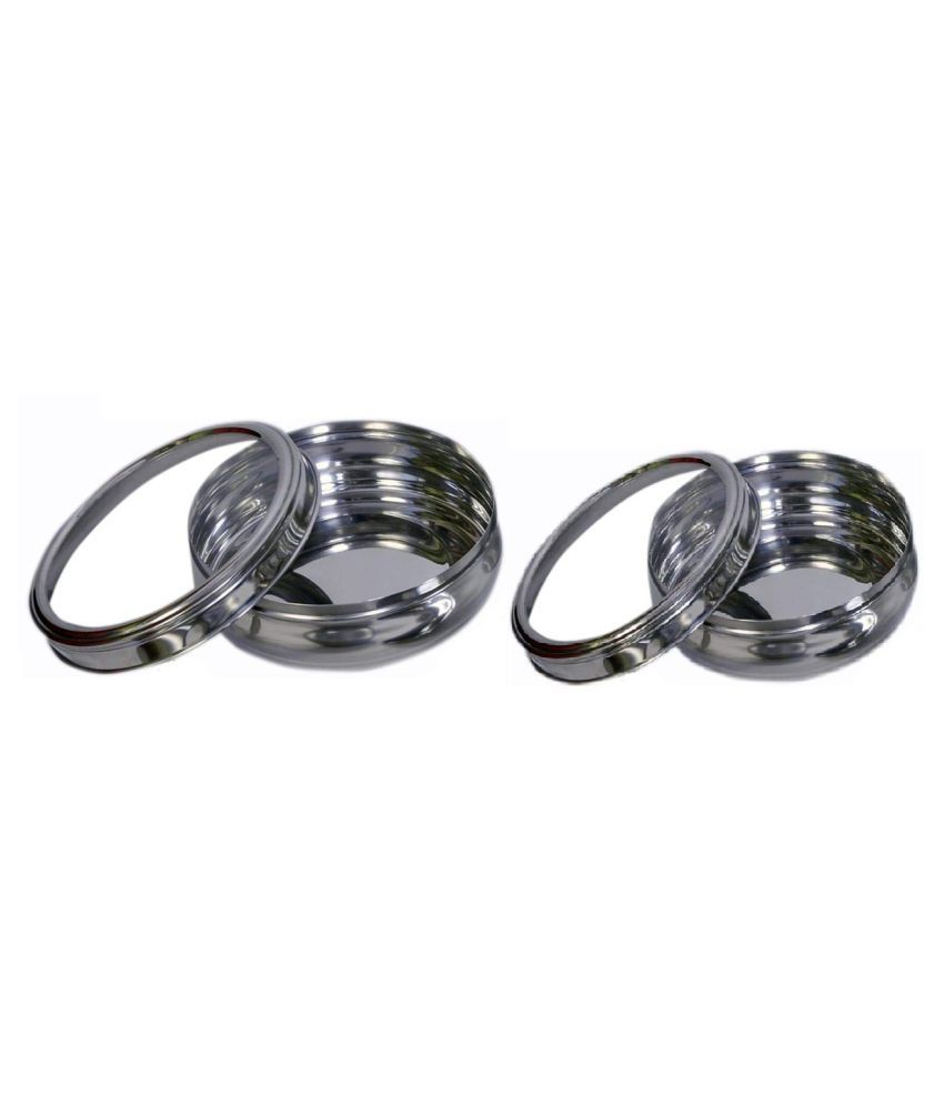     			Dynore Belly Poori Dabba Steel Food Container Set of 2 1500 mL