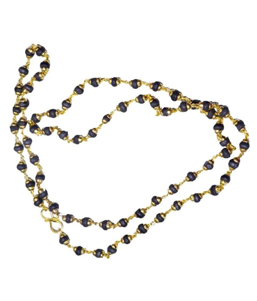 100 % original Black Tulsi Beads Mala In Brass made golden Self Design ...