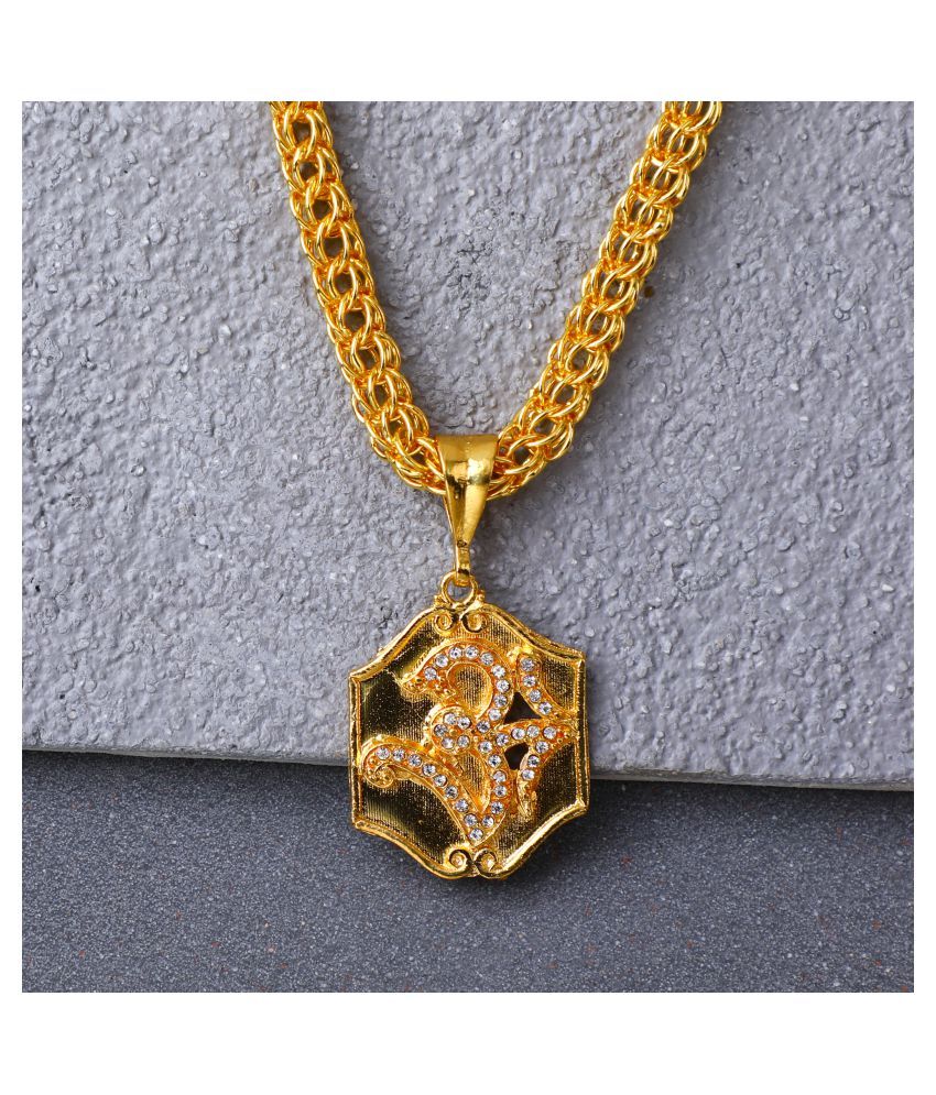 DIPALI OM Pendant,Locket Gold Plated with Chain in God Pendant for men