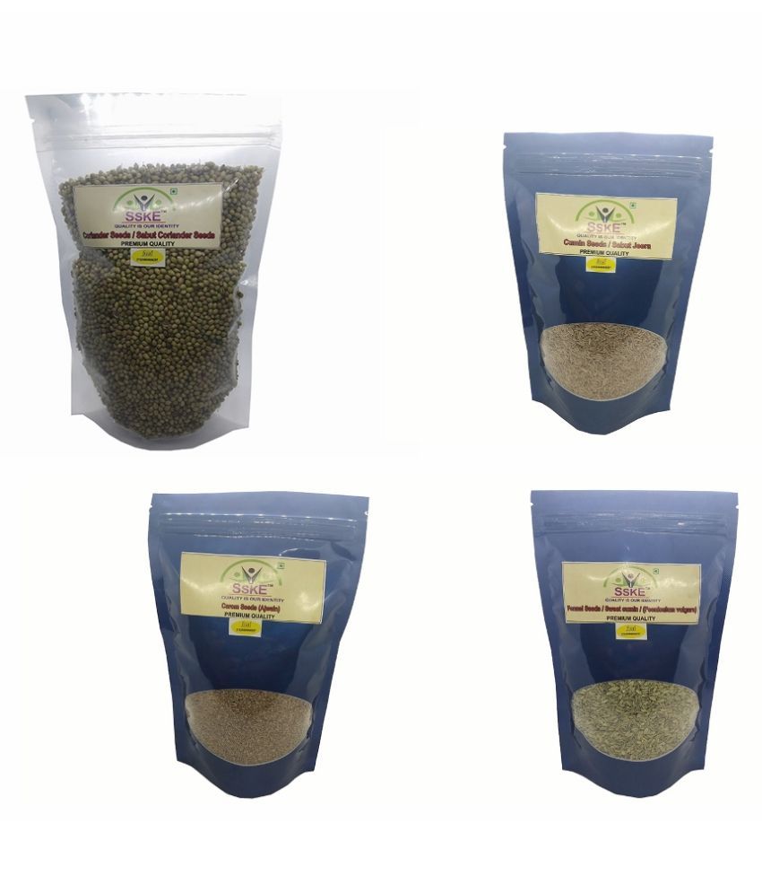 SSKE Coriander Seed/Cumin Seed/Carom Seed/Fennel Seed 800 gm Pack of 4