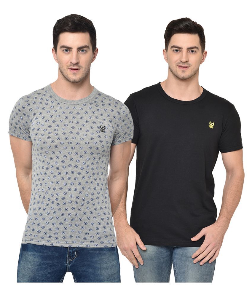     			Vimal Jonney Cotton Multi Solids T-Shirt