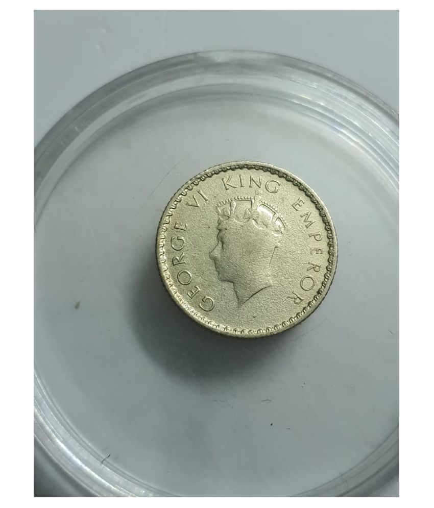     			George VI 1/4 Rupee 1940 First Head Silver Coin