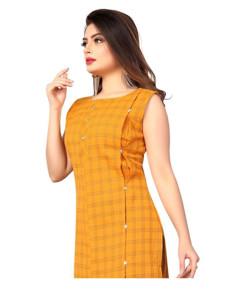 Prime Clothing Yellow Cotton Straight Kurti Buy Prime Clothing Yellow Cotton Straight Kurti